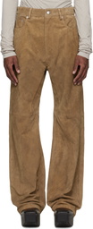 Rick Owens Brown Temple Geth Suede Pants
