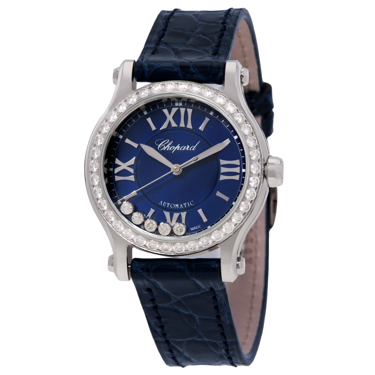 Chopard Happy Sport Automatic Diamond Blue Dial Ladies Watch 278573-3008