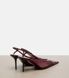 Saint Laurent Renée leather-trimmed slingback pumps