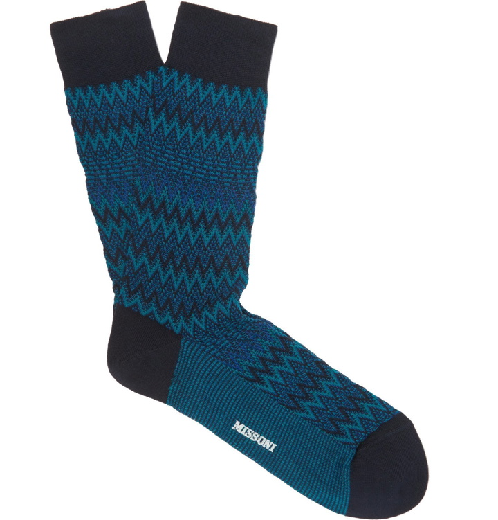 Photo: Missoni - Crotchet-Knit Cotton-Blend Socks - Blue