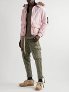Greg Lauren - Faux Fur-Trimmed Panelled Quilted Cotton-Blend Jacket - Pink
