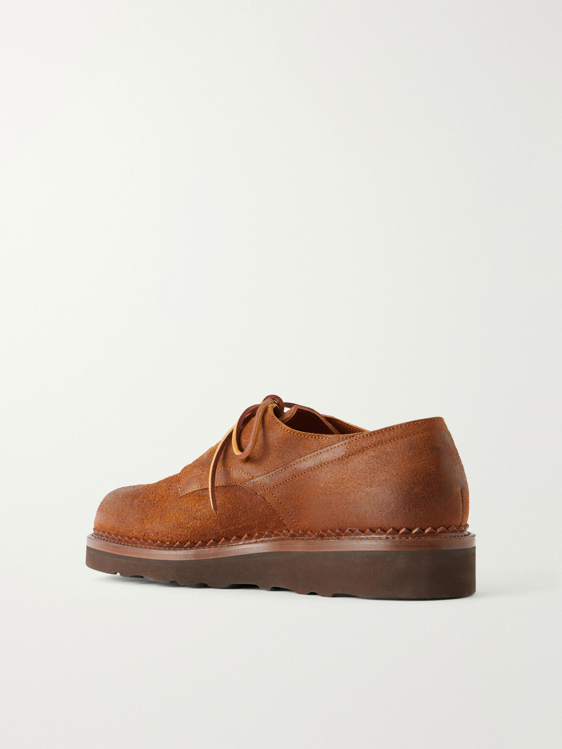 Yuketen - Waxed Suede Derby Shoes - Brown