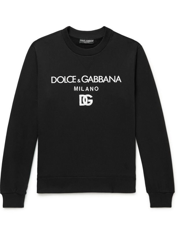 Photo: Dolce & Gabbana - Logo-Embroidered Cotton-Blend Jersey Sweatshirt - Black