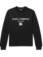 Dolce & Gabbana - Logo-Embroidered Cotton-Blend Jersey Sweatshirt - Black