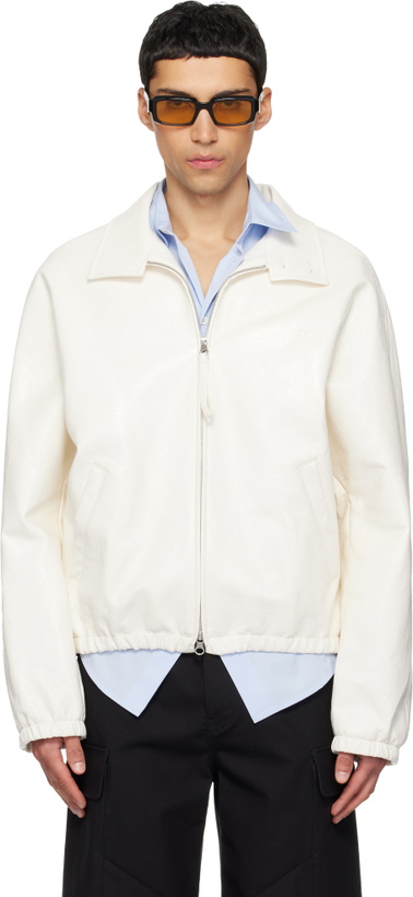 Photo: Courrèges Off-White Vinyl Zipped Bomber Jacket