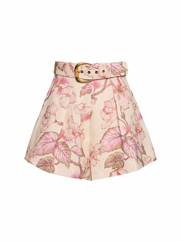 Photo: ZIMMERMANN - Matchmaker Tuck Printed Linen Shorts