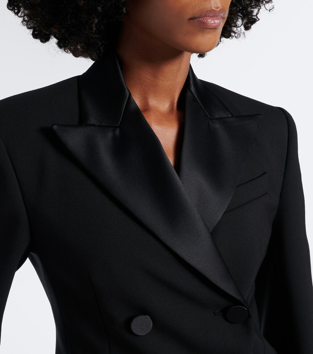Sportmax Double-breasted virgin wool tuxedo jacket