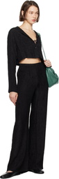 Silk Laundry Black Crinkle Flare Lounge Pants