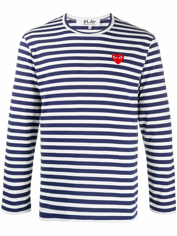 Photo: COMME DES GARCONS PLAY - Logo Striped Cotton T-shirt