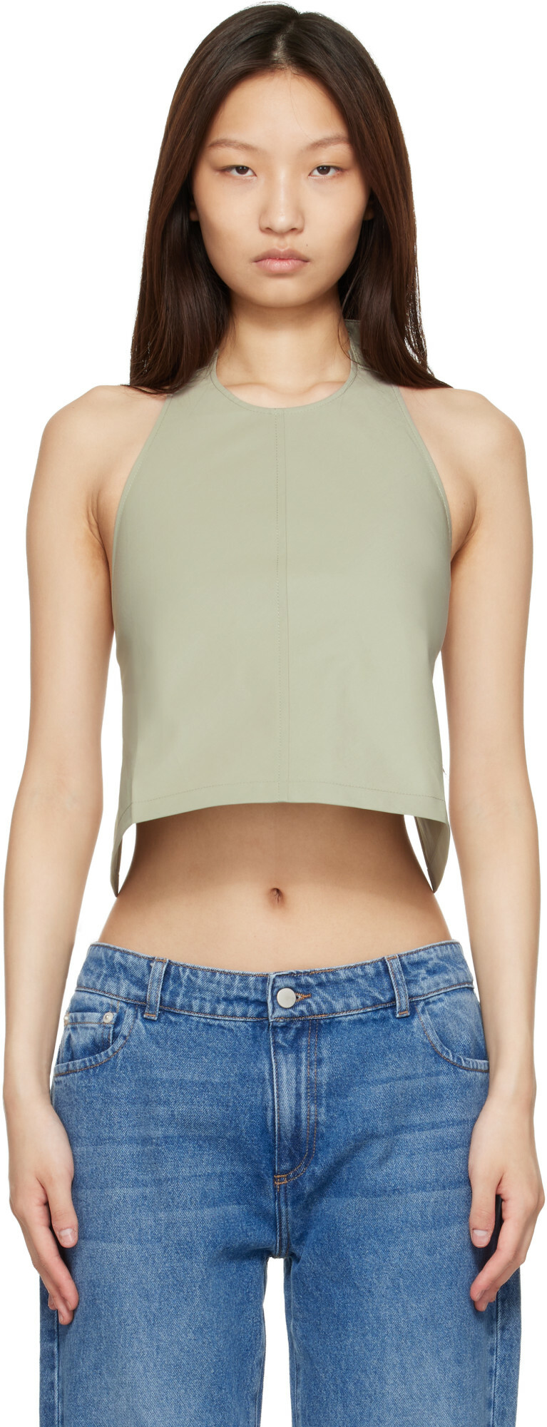 WARDROBE.NYC Taupe Clean Backless Halter Top