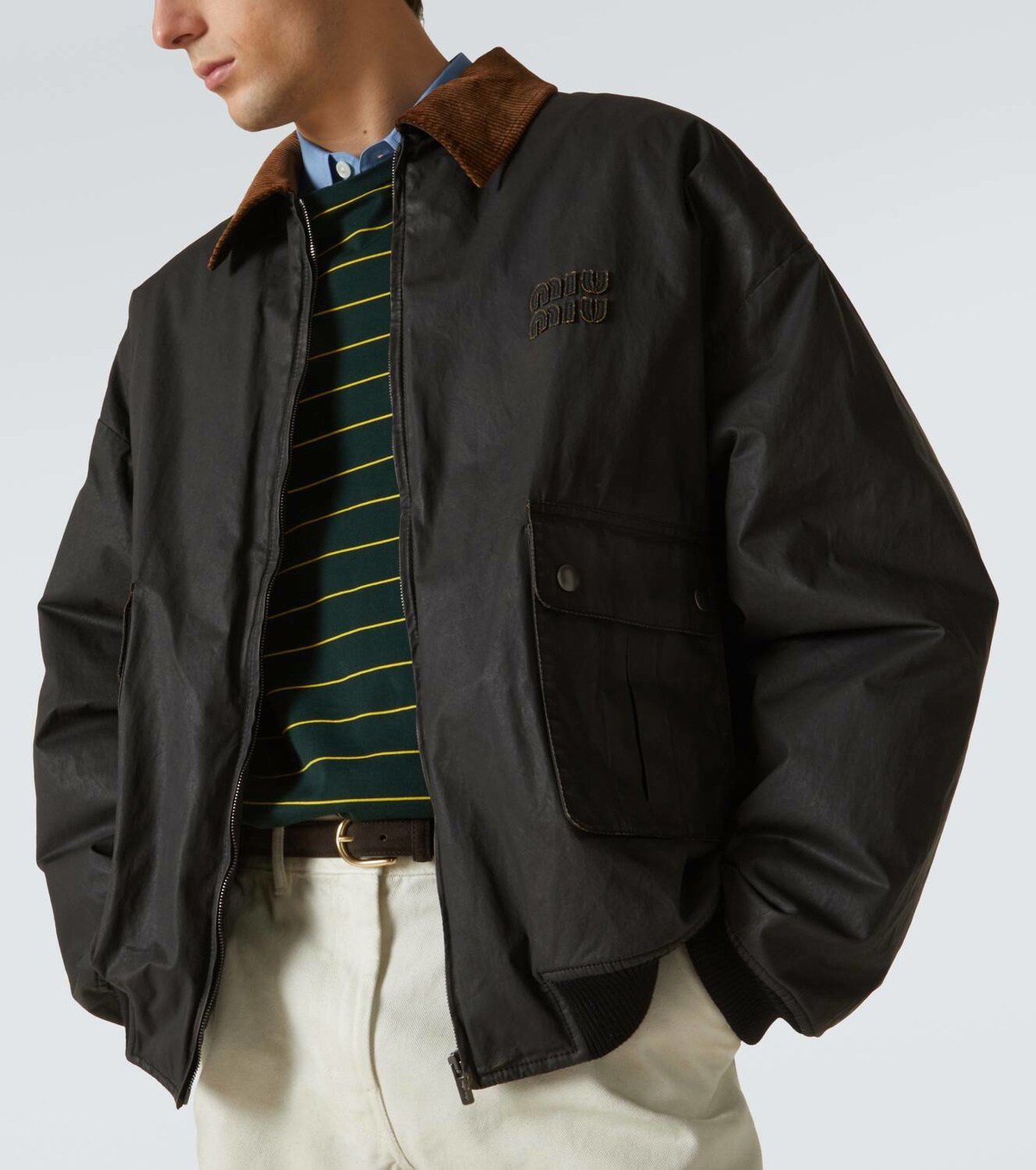 Miu Miu Coated cotton poplin bomber jacket Miu Miu