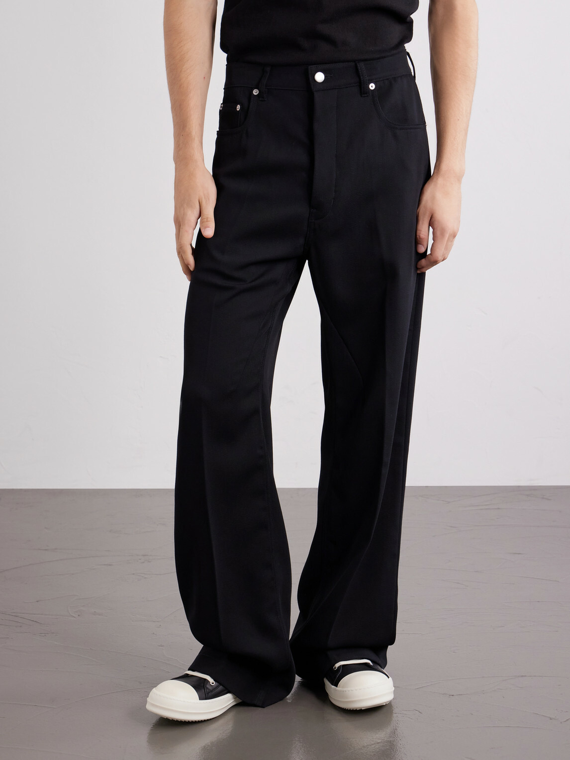 Rick Owens - Geth Wide-Leg Wool Jeans - Black