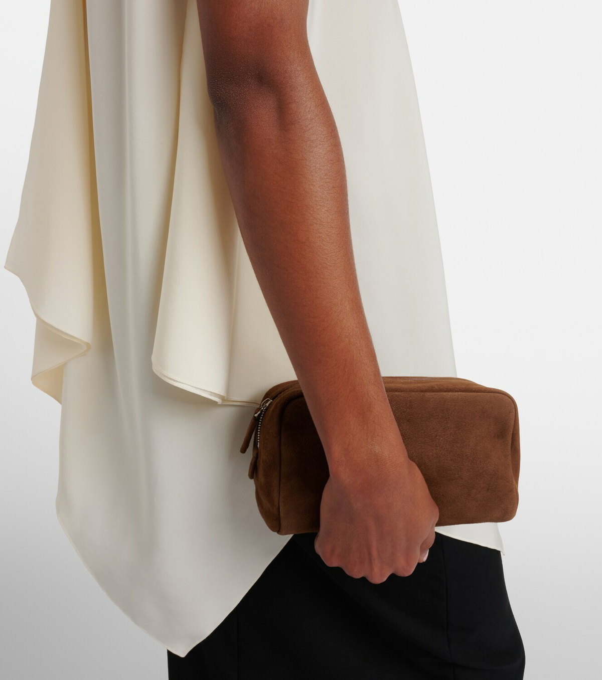 The Row Astra Small suede pouch
