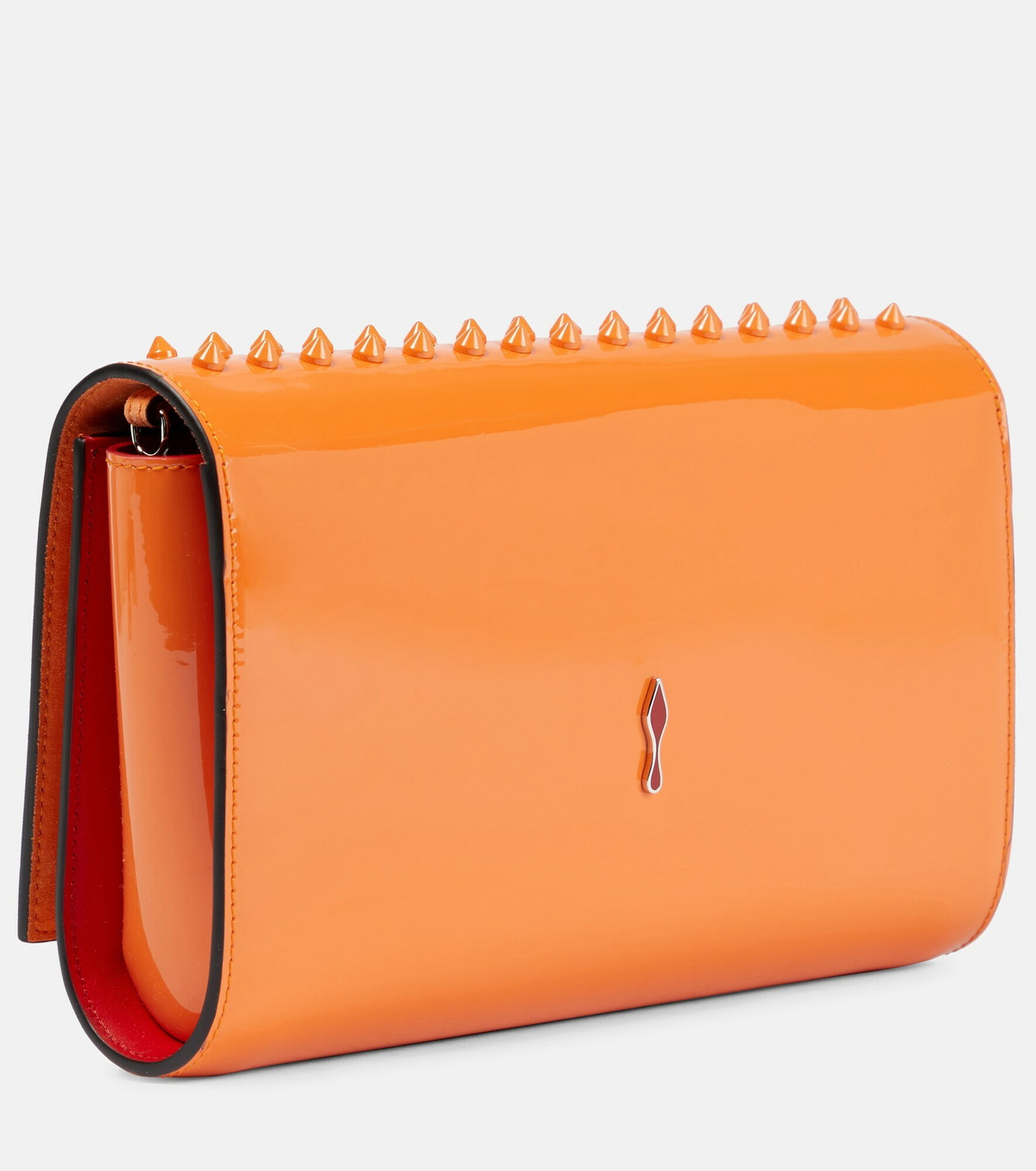 Christian Louboutin Loubila Printed Leather Clutch in Orange