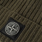 Stone Island Men's Wool Patch Beanie Hat in Olive