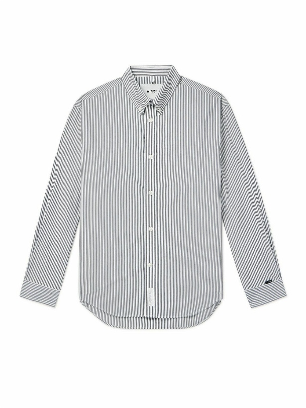 Photo: WTAPS - Button-Down Collar Striped Cotton-Blend Shirt - Gray