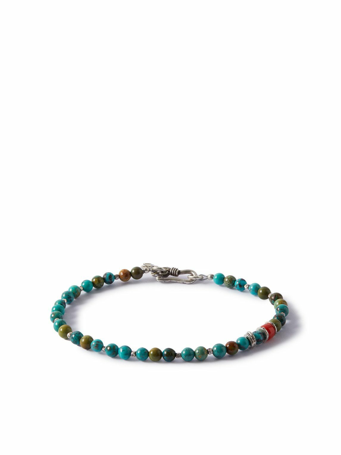 Peyote Bird - Sonora Silver-Tone, Turquoise and Coral Beaded Bracelet ...