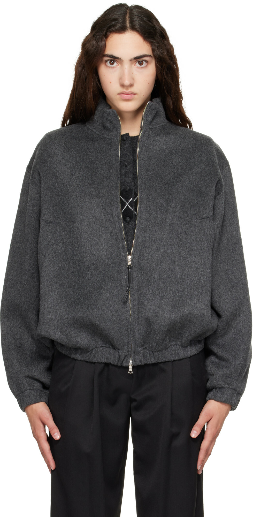 Nothing Written Gray Plaza Zip Blouson Jacket