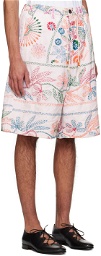 Glass Cypress Off-White Embroidered Shorts