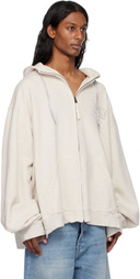 Maison Margiela Off-White Stamp Logo Zip Hoodie