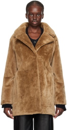 Yves Salomon - Meteo Brown Notched Lapel Shearling Coat