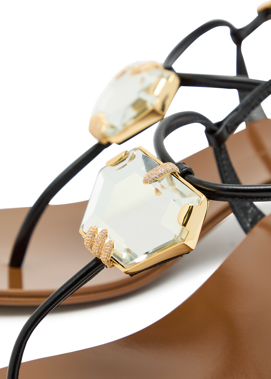 Giuseppe Zanotti Rock 40 Crystal-embellished Leather Sandals Black