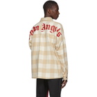 Palm Angels Off-White and Beige Checked Logo Over Shirt