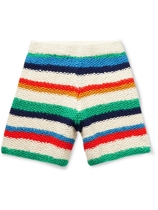 Photo: THE ELDER STATESMAN - Striped Knitted Organic Cotton Shorts - Multi - XS/S