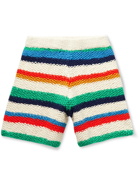 THE ELDER STATESMAN - Striped Knitted Organic Cotton Shorts - Multi - XS/S