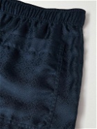 Loewe - Anagram Straight-Leg Silk-Jacquard Drawstring Shorts - Blue