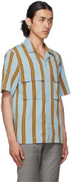 Paul Smith Blue Striped Short Sleeve Shirt