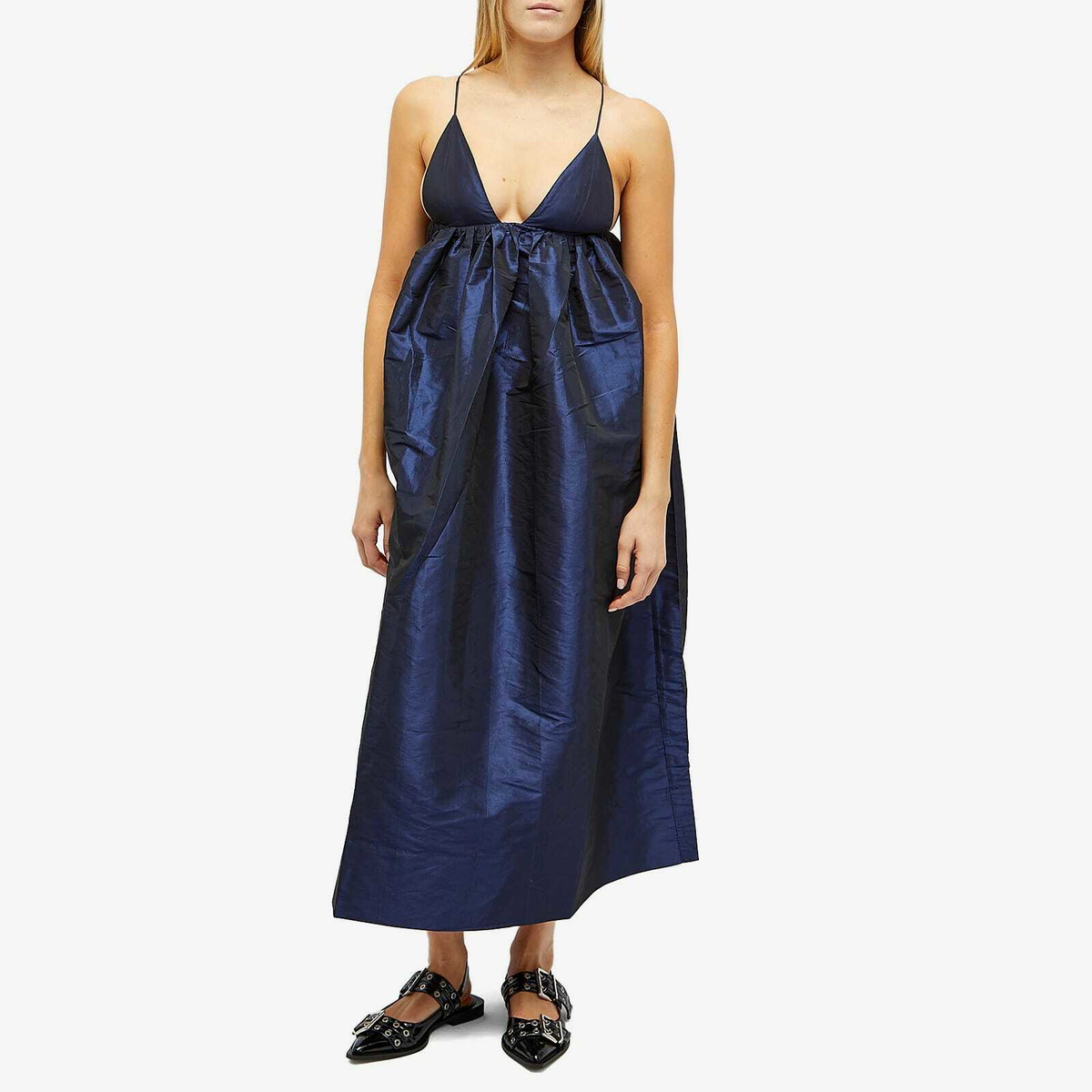 ganni heavy satin twist dress NEW Ganni Heavy Satin Strap Dress