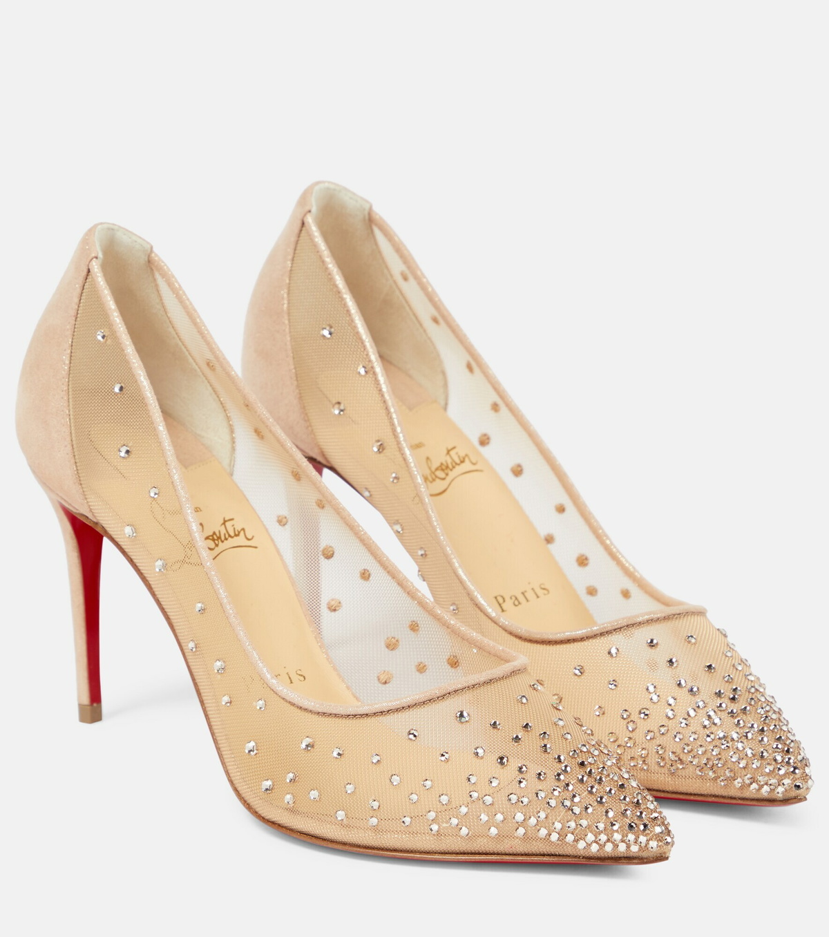 Christian louboutin/Follies Strass/ パンプス Follies Strass - 100 mm Pumps - Mesh and strass - Black
