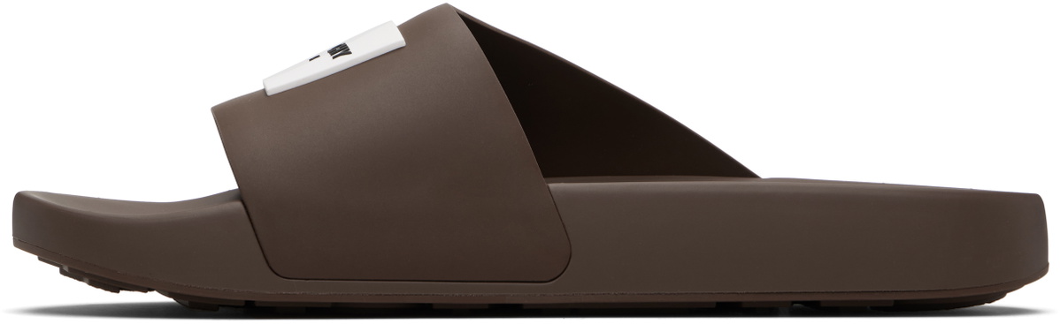 Givenchy Brown Rubber Label Mule Slides