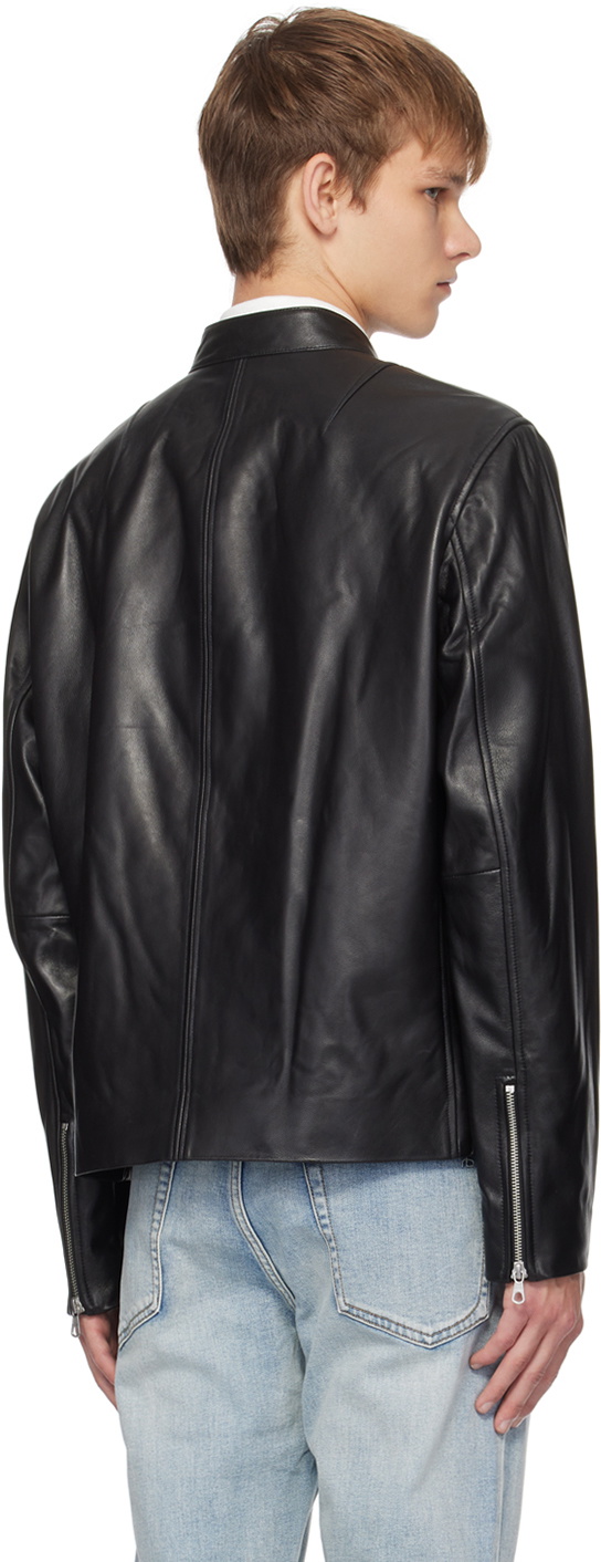 rag & bone Black Archive Café Racer Leather Jacket Rag and Bone