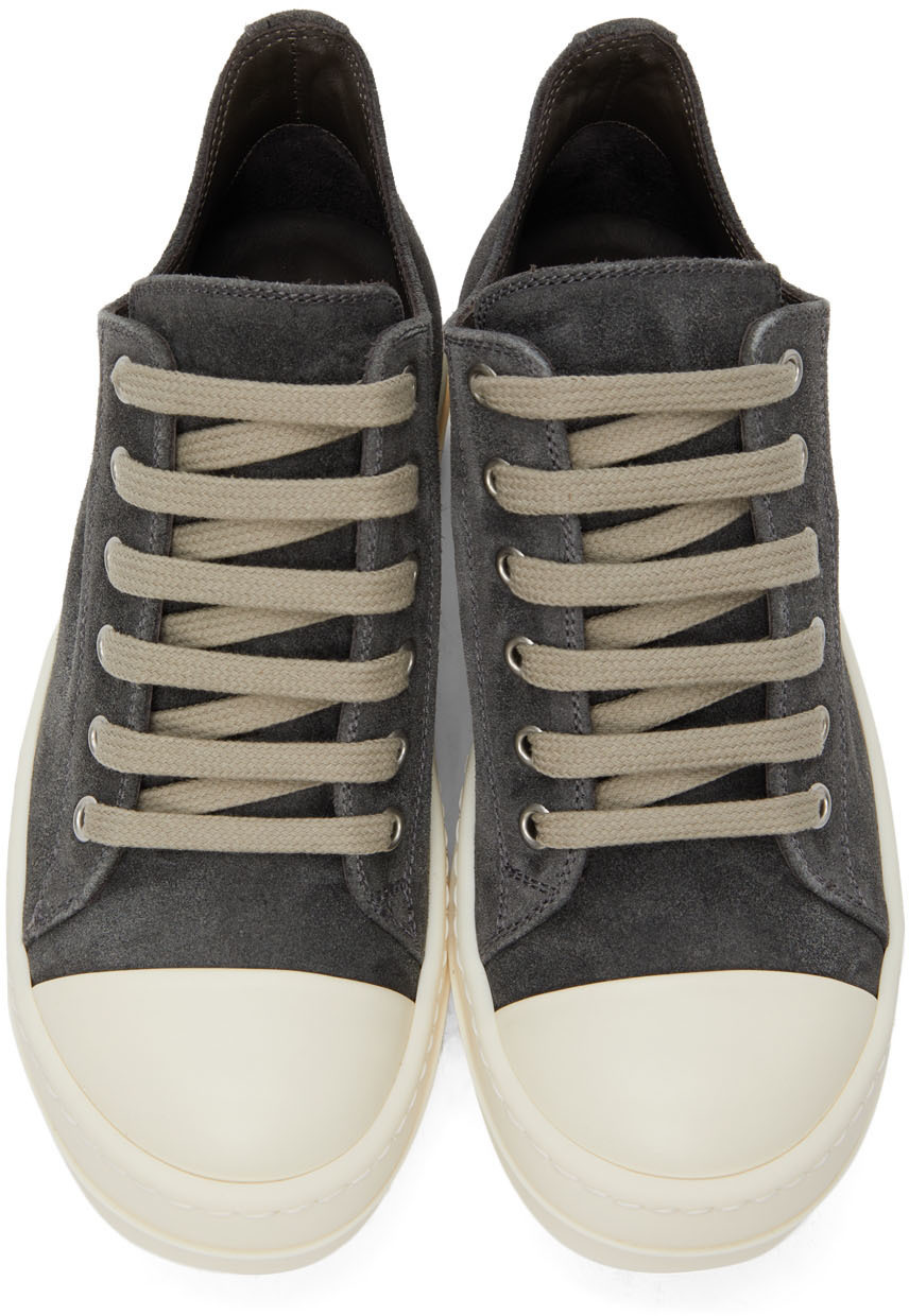 【関税込み】RICK OWENS Suede sneakers RICK OWENS Vintage leather-trimmed suede sneakers | NET-A-PORTER