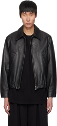 YOKE Black Zip Leather Jacket