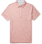 Faherty - Chambray-Trimmed Mélange Cotton-Blend Jersey Polo Shirt - Red