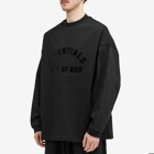 Fear of God ESSENTIALS Men's Spring Long Sleeve Printed T-Shirt in Jet Black