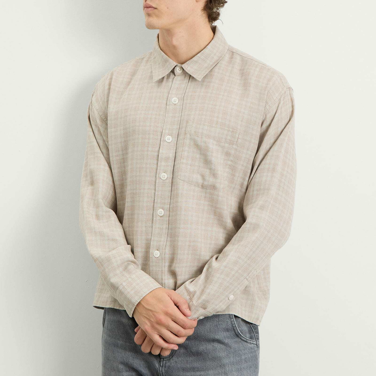 mfpen Men's Priority Shirt in Sepia Check mfpen
