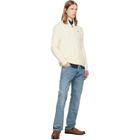 Polo Ralph Lauren Off-White Cable-Knit Cotton Quarter-Zip Sweater