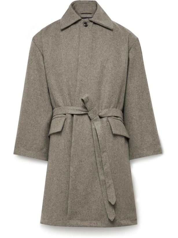 Photo: Monitaly - Jute Belted Wool-Blend Flannel Coat - Neutrals