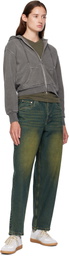 Dime Blue & Green Baggy Jeans