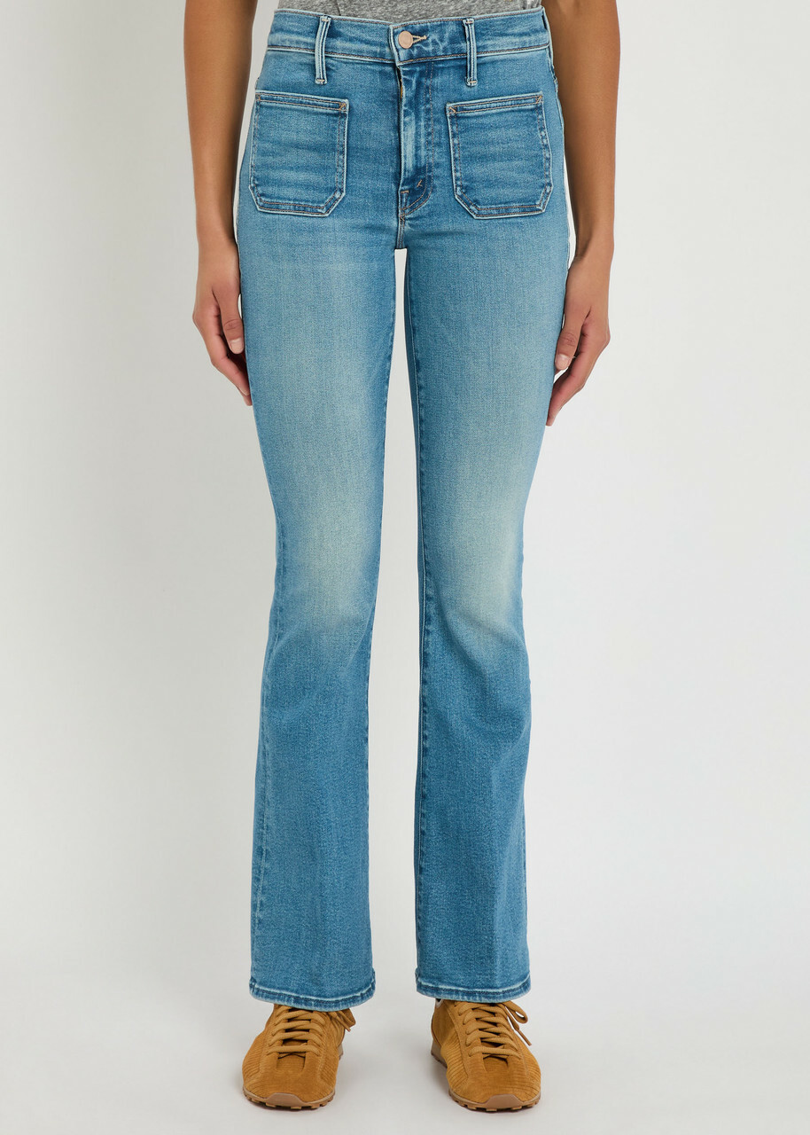 Mother The Patch Pocket Weekender Slim Flared-leg Jeans Light Blue