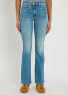 Mother The Patch Pocket Weekender Slim Flared-leg Jeans Light Blue