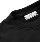 AMI - Slim-Fit Logo-Embroidered Loopback Cotton-Jersey Sweatshirt - Black