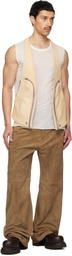 Rick Owens Beige Temple Bauhaus Leather Vest