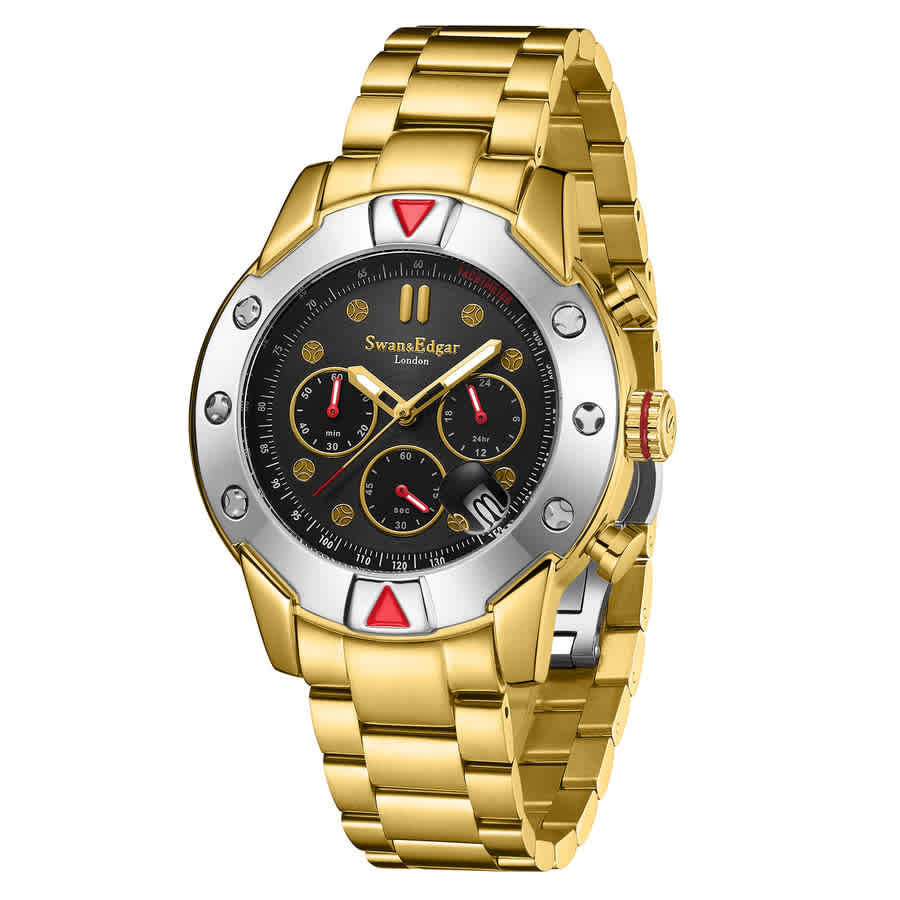 Swan & Edgar Hybrid Chronograph Hand Wind Black Dial Mens Watch SE1771