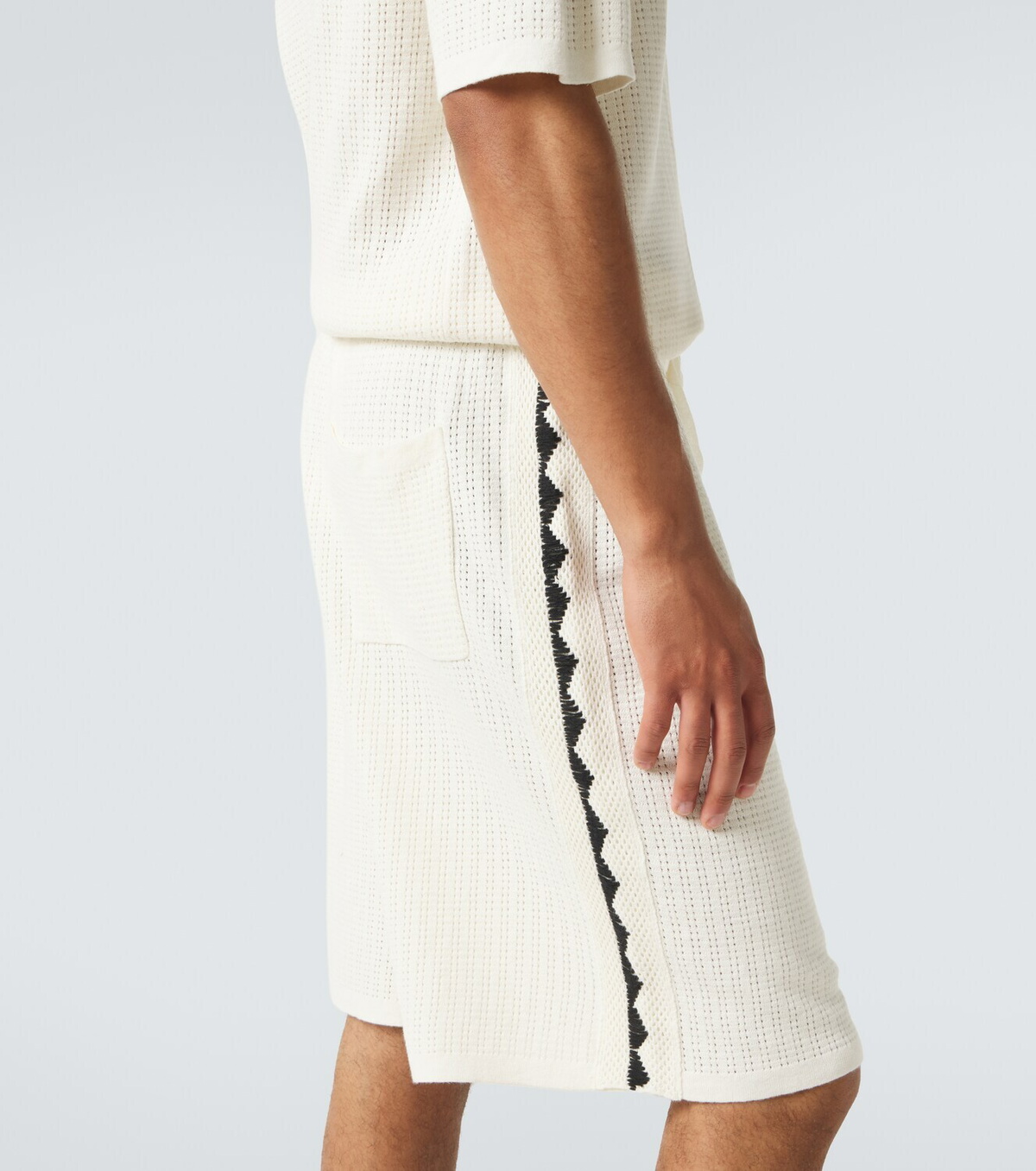 Commas Crochet cotton and hemp Bermuda shorts
