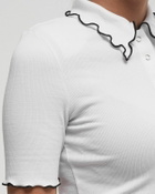 ROTATE Birger Christensen Rib Polo Top White Womens Shortsleefe